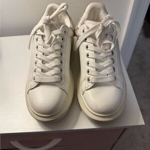 Steve Madden White Platform Lace-Up Sneakers